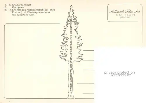 AK / Ansichtskarte Waldsassen Kriegerdenkmal Kirchplatz Ehem Abteischloss mit Wassergraben und restauriertem Turm Waldsassen