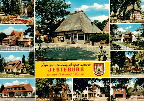 AK / Ansichtskarte Jesteburg Gemeindehaus Hotel Niedersachsen Hotel Zum Fuchsbau Hotel Krueger Alte Zehntscheune Hotel zur Heidschnucke Gasthaus Reder Gasthaus Zum Lindenkrug Jesteburg