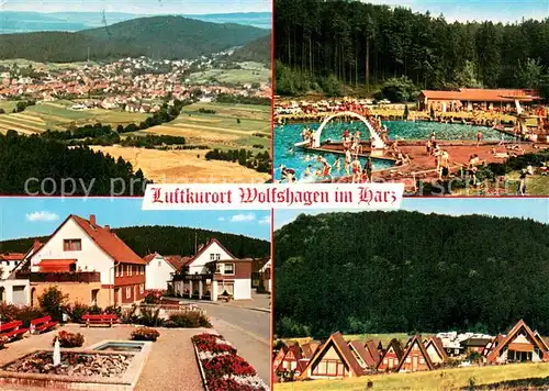 AK / Ansichtskarte Wolfshagen_Harz Panorama Freibad Ortspartie Feriensiedlung Wolfshagen Harz