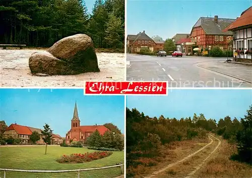 AK / Ansichtskarte Ehra Lessien Stein Strassenpartie Kirche Heide Ehra Lessien