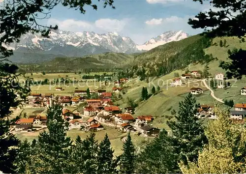 AK / Ansichtskarte Wallgau mit Wetterstein und Zugspitze Wallgau