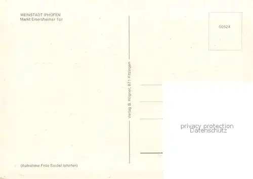 AK / Ansichtskarte Iphofen Markt Einersheimer Tor Iphofen
