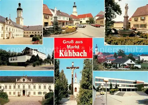 AK / Ansichtskarte Kuehbach_Ringelai Kirche Marktplatz Brunnen Kreuz Rathaus Kuehbach_Ringelai