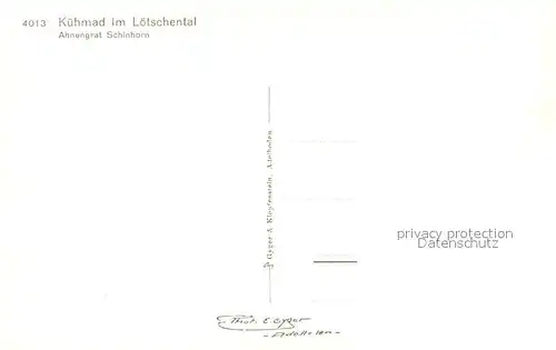 AK / Ansichtskarte Kuehmad_VS im Loetschental mit Ahnengrat und Schienhorn Kuehmad_VS