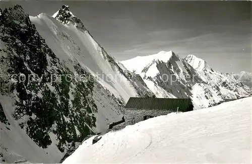AK / Ansichtskarte Loetschenhuette_Hollandia mit Schienhorn Breithorn Bietschhorn Loetschenhuette_Hollandia