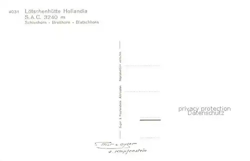 AK / Ansichtskarte Loetschenhuette_Hollandia mit Schienhorn Breithorn Bietschhorn Loetschenhuette_Hollandia