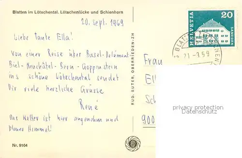 AK / Ansichtskarte Blatten__VS im Loetschental mit Schienhorn und Loetschenluecke 