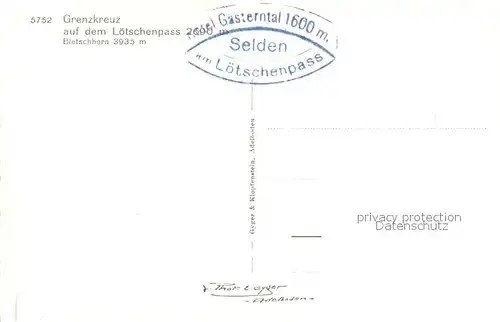 AK / Ansichtskarte Loetschenpass_BE mit Grenzkreuz und Bietschhorn 