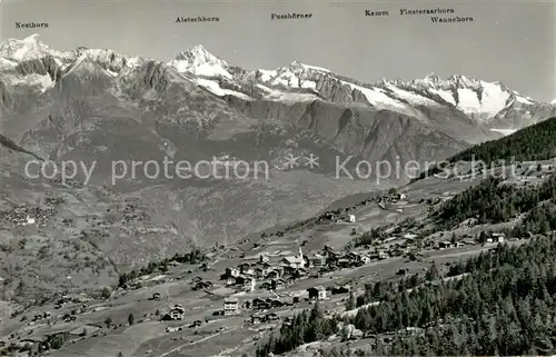 AK / Ansichtskarte Graechen_VS mit Nesthorn Aletschhorn und Fiescherhoerner Graechen_VS