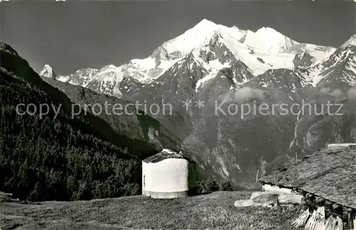 AK / Ansichtskarte Graechen_VS Kapelle Hannigalp mit Matterhorn Weisshorn Bieshorn Graechen_VS