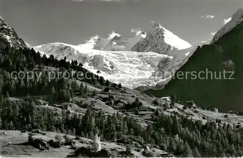 AK / Ansichtskarte Ried_Graechen_VS mit St Niklaus Nadelhorn und Duerrenhorn Ried_Graechen_VS