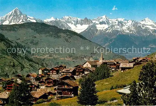 AK / Ansichtskarte Graechen_VS mit Bietschhorn und Aletschhorn Graechen_VS