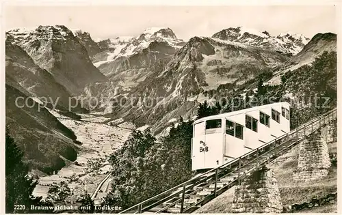 AK / Ansichtskarte Braunwald_GL Braunwaldbahn mit Toedikette Braunwald GL