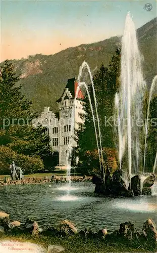 AK / Ansichtskarte Glarus_GL Volksgarten mit Fontaene und Blick zum Bahnhof Glarus_GL