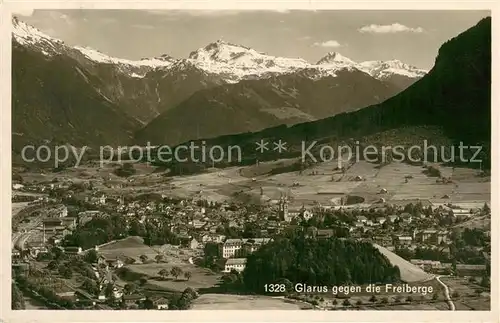AK / Ansichtskarte Glarus_GL Panorama mit Freiberge Glarus_GL