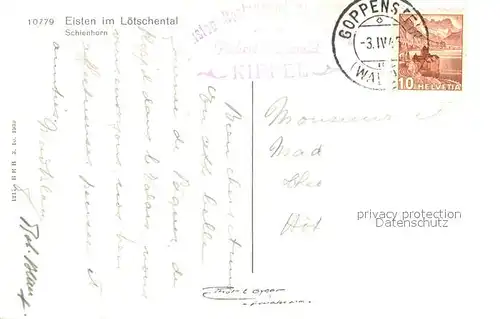 AK / Ansichtskarte Eisten im Loetschental mit Schienhorn Eisten