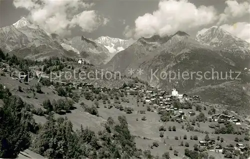 AK / Ansichtskarte Zeneggen_VS mit Bietschhorn Stockhorn Loetschental Breithorn Gredetschhoernli 