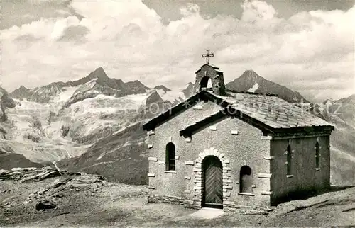 AK / Ansichtskarte Gornergrat_Zermatt_VS Kapelle mit Zinalrothorn und Weisshorn 