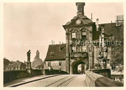 AK / Ansichtskarte Bamberg Regnitzbruecke und Rathausturm  Bamberg