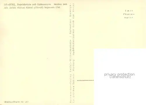 AK / Ansichtskarte Bamberg Regnitzbruecke und Rathausturm  Bamberg