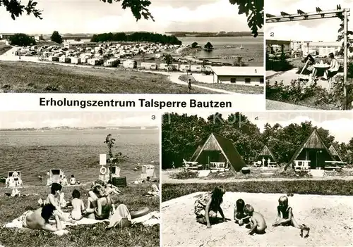 AK / Ansichtskarte Bautzen Erholungszentrum Talsperre Bautzen Campingplatz Strand Finnhuette Bautzen