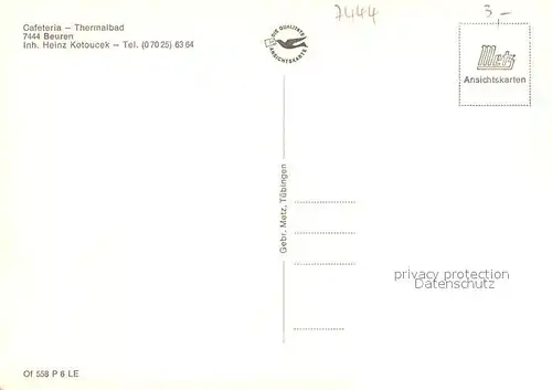 AK / Ansichtskarte Beuren_Nuertingen Thermalbad Cafeteria  Beuren Nuertingen
