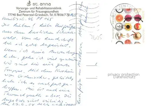 AK / Ansichtskarte Bad_Peterstal Griesbach St. Anna Vorsorge  und Rehabilitationsklinik Bad_Peterstal Griesbach