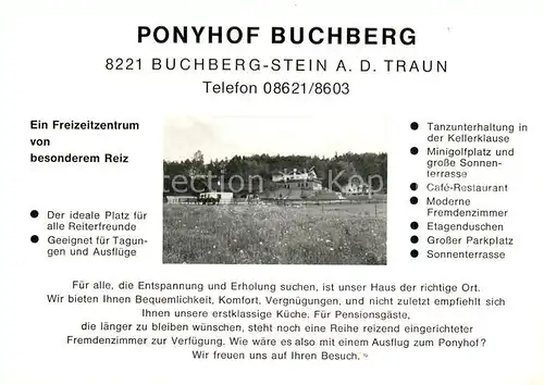 AK / Ansichtskarte Stein_Traun Ponyhof Buchberg Freizeitzentrum Reservierungskarte Stein Traun