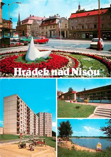 AK / Ansichtskarte Hradek_nad_Nisou_Grottau Teilansichten See Stadt Wohnblock Hradek_nad_Nisou_Grottau