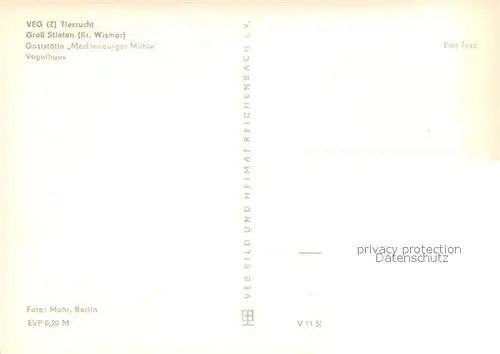AK / Ansichtskarte Gross_Stieten_Gross_Stieten VEG Tierzucht Gaststaette Mecklenburger Muehle Vogelhaus 