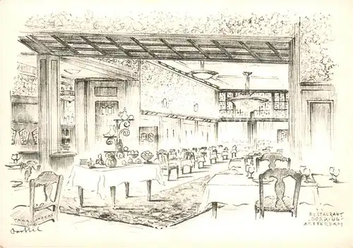 AK / Ansichtskarte Amsterdam__NL Restaurant Dorrius Zeichnung 
