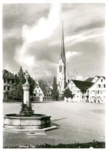AK / Ansichtskarte Amriswil_TG Dorfplatz Kirche Amriswil TG