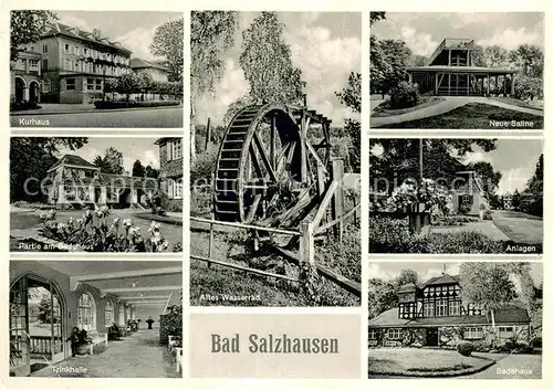 AK / Ansichtskarte Bad_Salzhausen Kurhaus Trinkhalle Badehaus Anlagen Saline Altes Wasserrad  Bad_Salzhausen