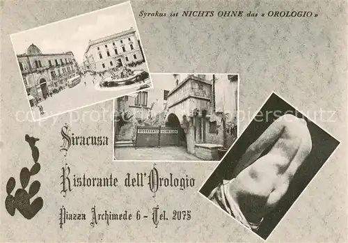 AK / Ansichtskarte Syrakus_Siracusa_Sicilia Ristorante dell Orologio 