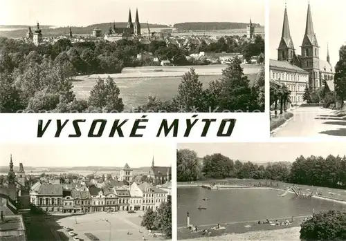 AK / Ansichtskarte Vysoke_Myto Teilansichtenm. Freibad u. Kirche Vysoke Myto