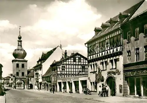 AK / Ansichtskarte Saalfeld_Saale Blankenburger Tor Gaststaette Das Loch Fachwerkstil Saalfeld_Saale