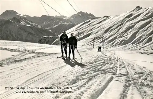 AK / Ansichtskarte Blatten__VS Skilift Alpe Bel mit Fletschhorn und Mischabelgruppe 
