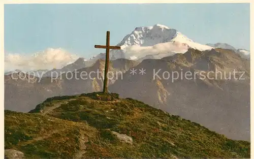 AK / Ansichtskarte Brig_Brigue_VS Bergkreuz auf Belalp mit Fletschhorn 