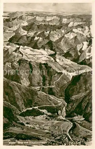 AK / Ansichtskarte Brig_Brigue_VS Panoramakarte mit Simplonstrasse 
