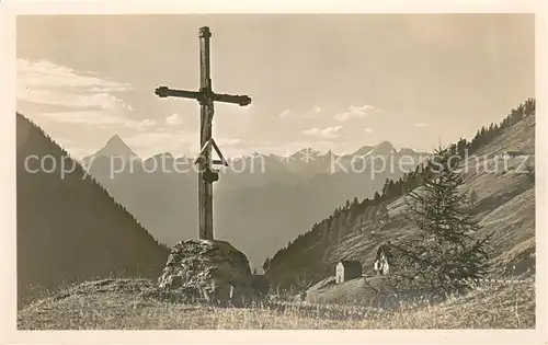AK / Ansichtskarte Simplonstrasse_VS mit Gipfelkreuz und Bietschhorngruppe 