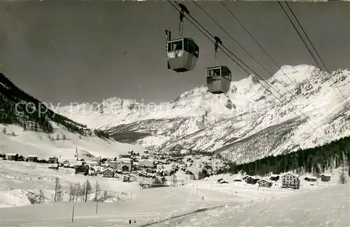 AK / Ansichtskarte Saas Fee Luftseilbahn Saas Fee Spielboden Rothorn Fletschhorn Lagginhorn Feldpost Saas Fee
