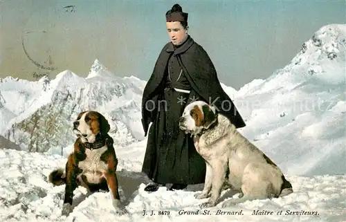 AK / Ansichtskarte Grand_St_Bernard Maitre et Serviteurs Grand_St_Bernard