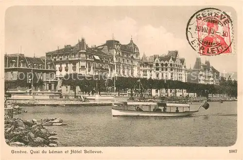AK / Ansichtskarte Geneve_GE Quai du Leman et Hotel Bellevue Geneve_GE