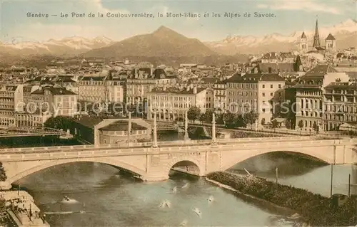 AK / Ansichtskarte Geneve_GE Le Pont de la Coulouvreniere le Mont Blanc et les Alpes de Savoie Geneve_GE