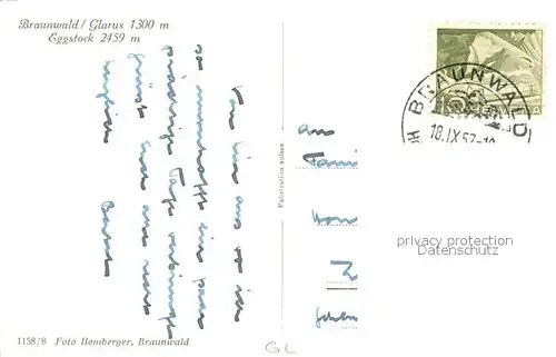 AK / Ansichtskarte Braunwald_GL mit Eggstock Braunwald GL