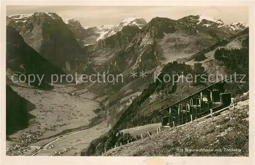 AK / Ansichtskarte Braunwald_GL mit Braunwaldbahn und Toedikette Braunwald GL