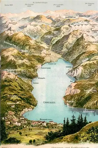 AK / Ansichtskarte Urnersee Panoramakarte mit Brunnen Urnersee