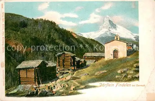 AK / Ansichtskarte Findelen_VS Bergdorf Kapelle Matterhorn Walliser Alpen Findelen_VS