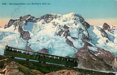 AK / Ansichtskarte Zermatt_VS Gornergratbahn und Breithorn Walliser Alpen Zermatt_VS