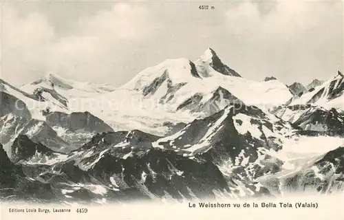 AK / Ansichtskarte Weisshorn_VS vu de la Bella Tola Walliser Alpen Weisshorn VS